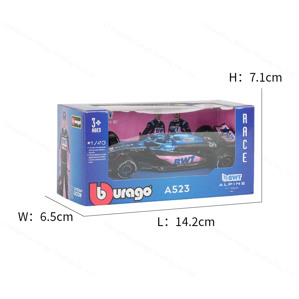 Bburago 1:43 BWT Alpine 2023 A523 #10 #31 F1 Racing Formula Car Static Simulation Diecast Alloy Model Car 3