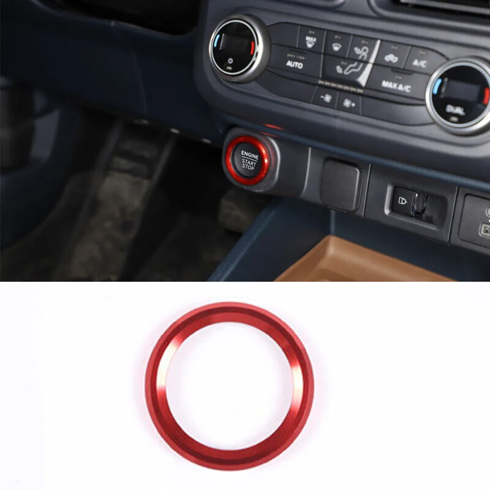 

1pc Red Alloy Ignition Start Stop Button Cover Ring For Ford Maverick 2022 Key Engine Start Ignition Button Cover Trim Ring