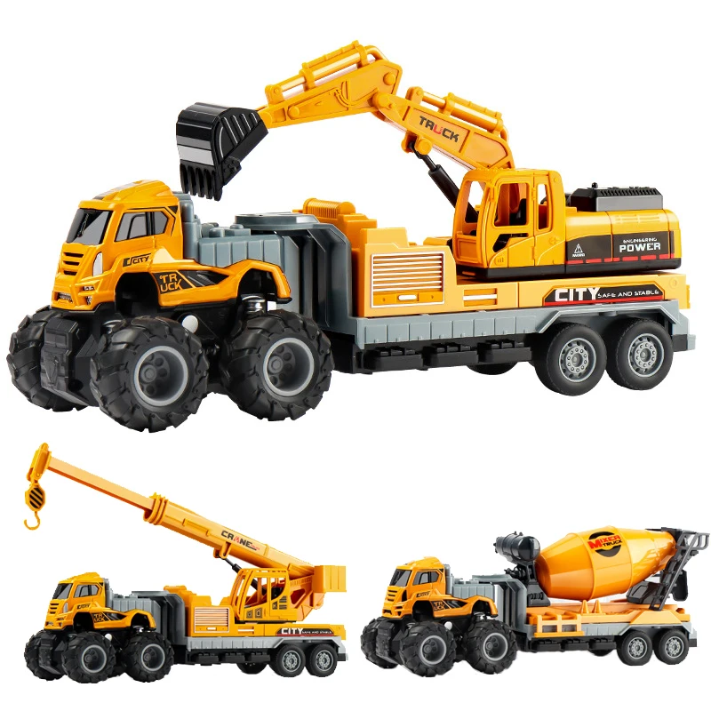 Boys Toy Car Alloy Engineering Vehicle Truck Model Dumper Excavator Hoist Crane Toy Inertia Coast Car Children Birthday Gift