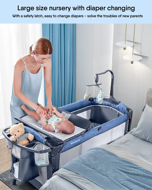 2024 Removable Multifunctional Export Baby Bed Adjustable Portable Baby Multifunction Crib, Suitable For 0-6 Years Old Infants 4