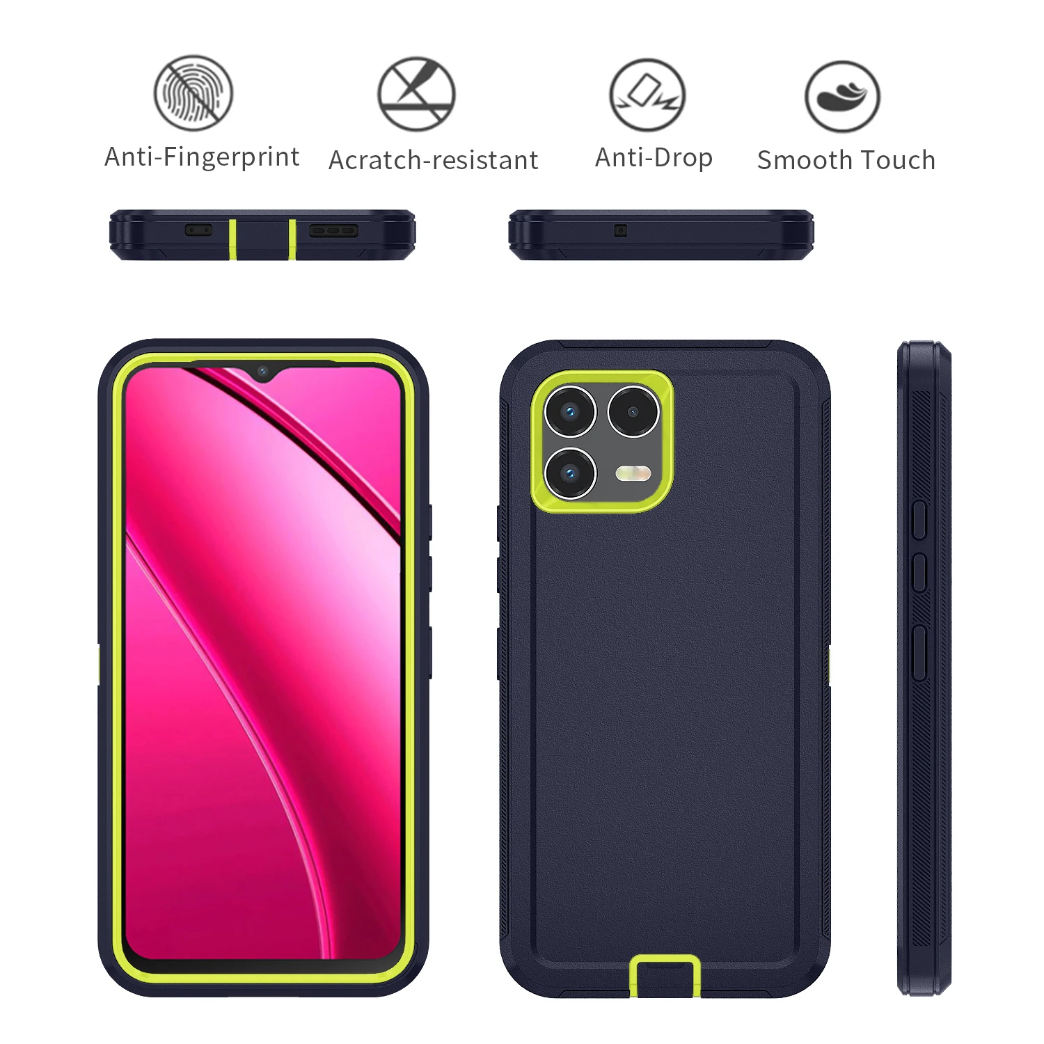 Durable Heavy Duty Hybrid Defender Phone Case - 3-Layer Armor Shockproof Protective Cover