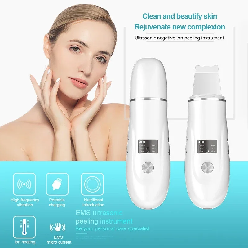 Electric ltrasonic Skin Scrubber Facial Cleansing Pore Deep Cleanser Acne Blackhead Remover Peeling Shovel Facial Lifting Device