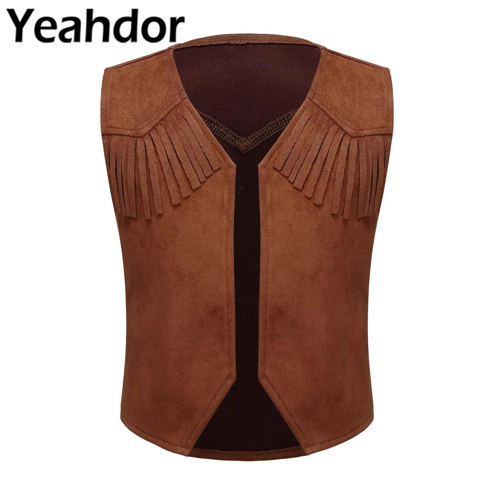 

Kids Boys Girls Western Cowboy Costume Halloween Cosplay Vest Waistcoat Tops for Carnival Themed Party Roleplay Stage Dress Up