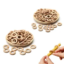 

10Pcs 30mm Beech Wood Ring Food Grade Baby Teething Rings Wooden Baby Infant Toy Teether DIY Crafts Accessories Necklace Toys
