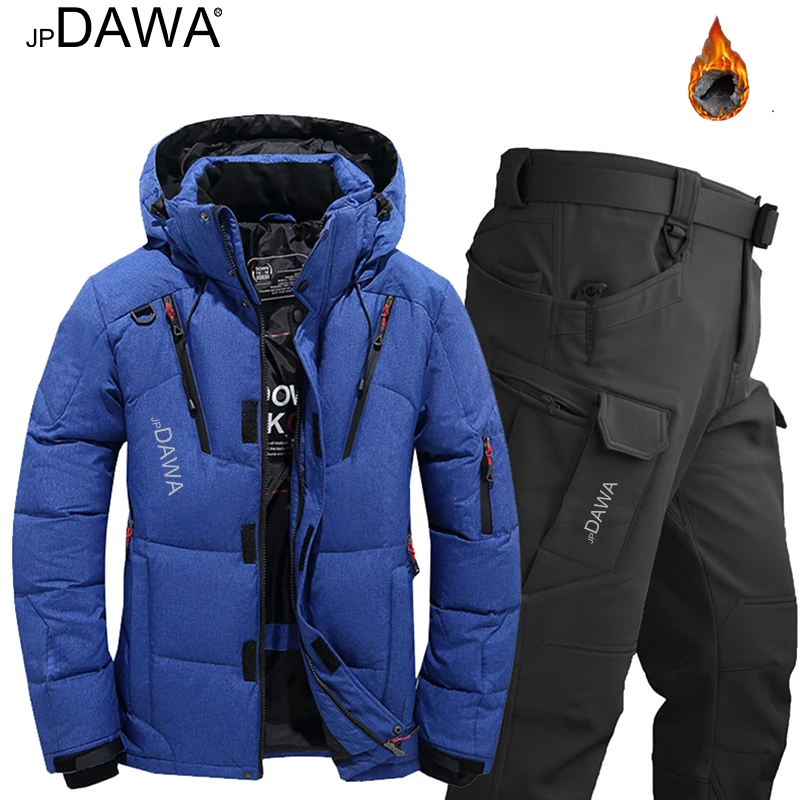 Description Picture 4 of itemJP DAWA outdoor fishing suit men's autumn and winter down jacket snow multi pocket pants windproof and warm ski suit