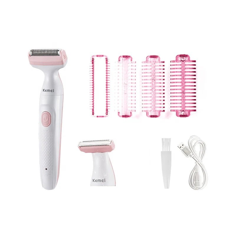 Kemei Electric Shaver Women Cordless One Blade Rechargeable Razor Bikini Trimmer Legs Underarm Public Body Hair Removal Painless 6