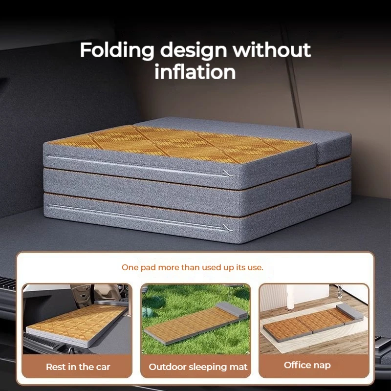 Car Rear Sleeping Pad Folding Extension Board Car Travel Bed Folding Bed Non Inflatable Camping Office Rest Mat With Pillow