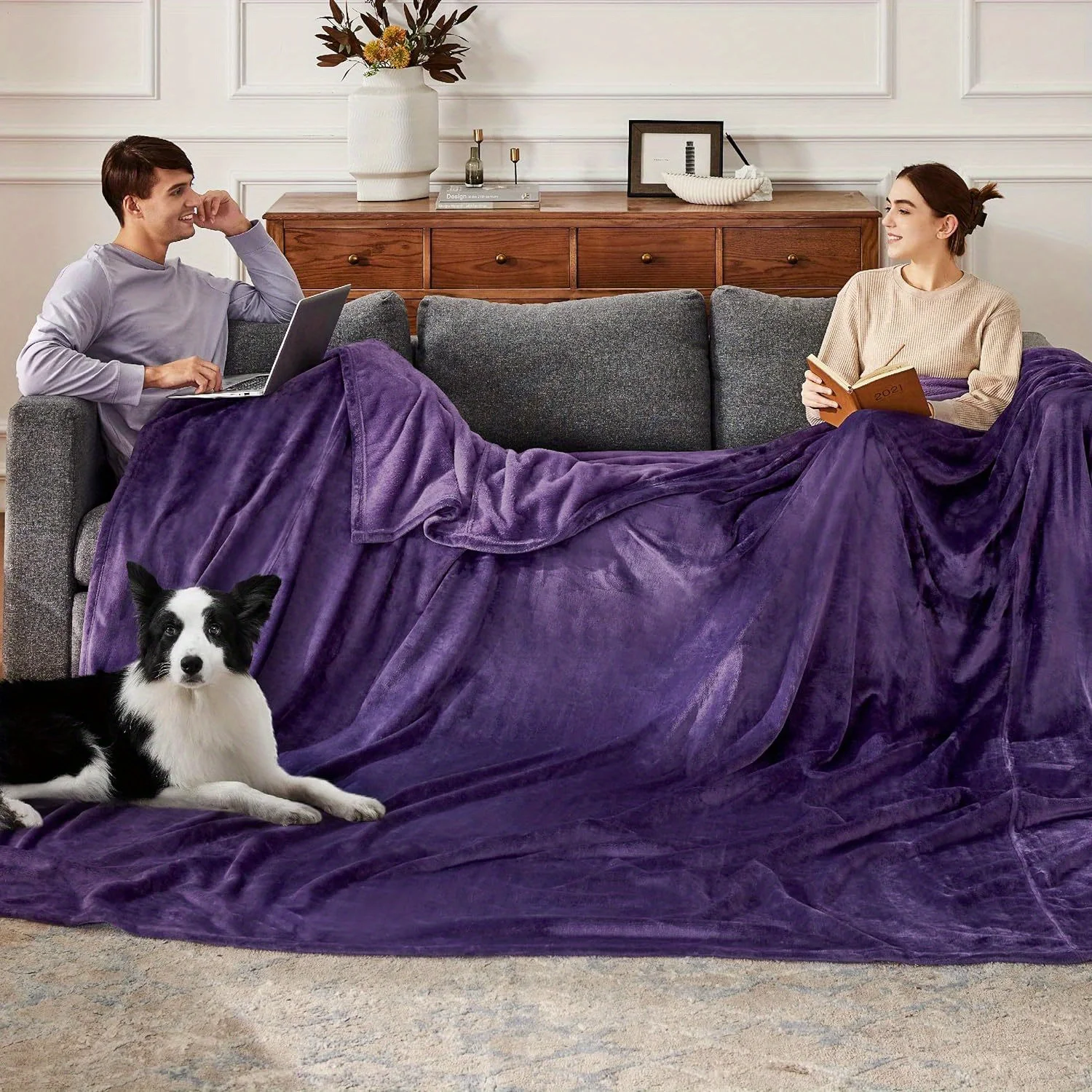 Cozy Footed Brookstone Ultra Soft Nap Blanket Oversized Fleece