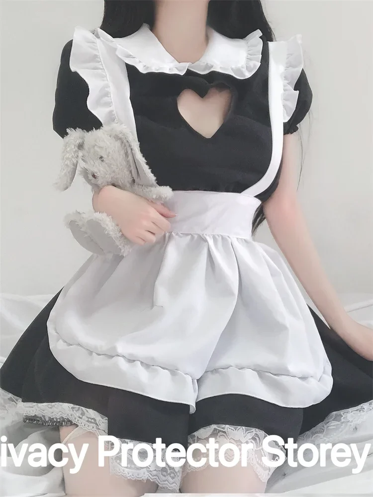

Косплей милая Лолита горничная Костюмы Девушки Женщины Милая горничная сердца полый костюм анимация шоу японский наряд платье плюс одежда