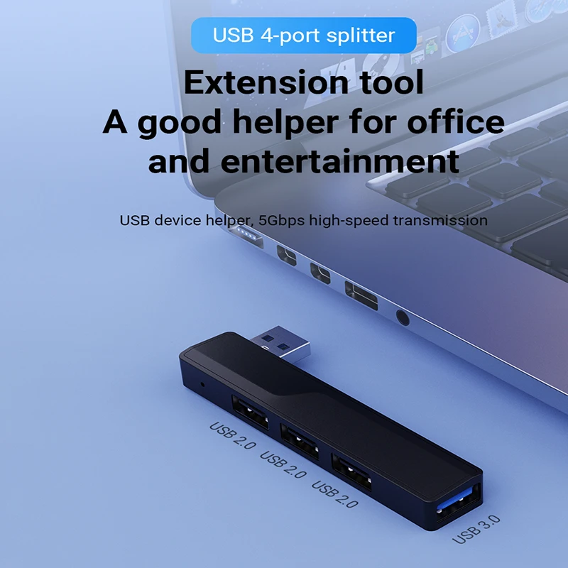 WALRAM USB 3.0 Hub 4 Port, Multiport Splitter USB 2.0 Expander Fast Data Transfer