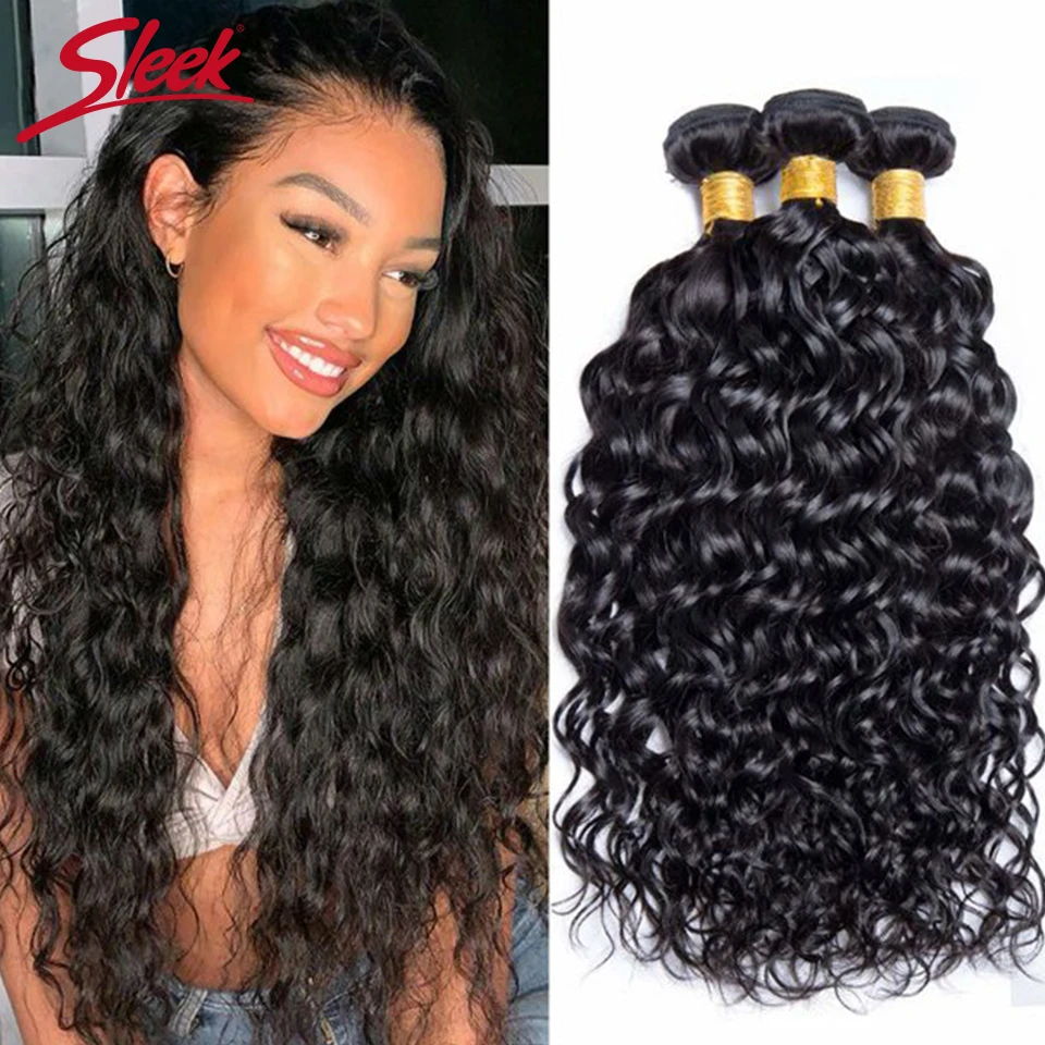Sleek Water Bundles Human Hair Bundles 28 inches Remy Hair 1 3 4 Peruvian Weave Human Extensions Deep Wave