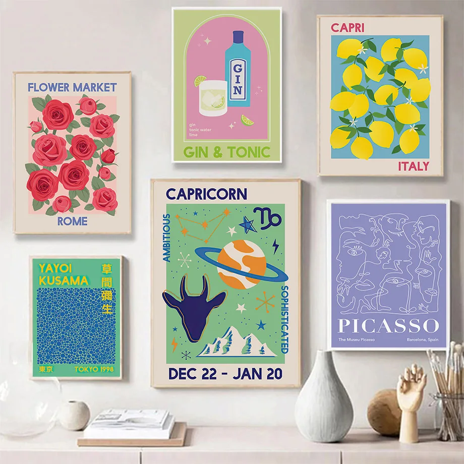 

Matisse Picasso Cocktail Zodiac Astrology Wall Art Canvas Painting Nordic Posters And Prints Abstract Pictures For Home Decor