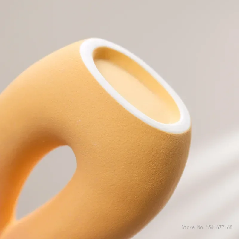 Creative Northern Europe Ceramic Flower Arrangement Device Home Living Room Bedroom Dining Table Decor, Color Gradient Vase, 1Pc