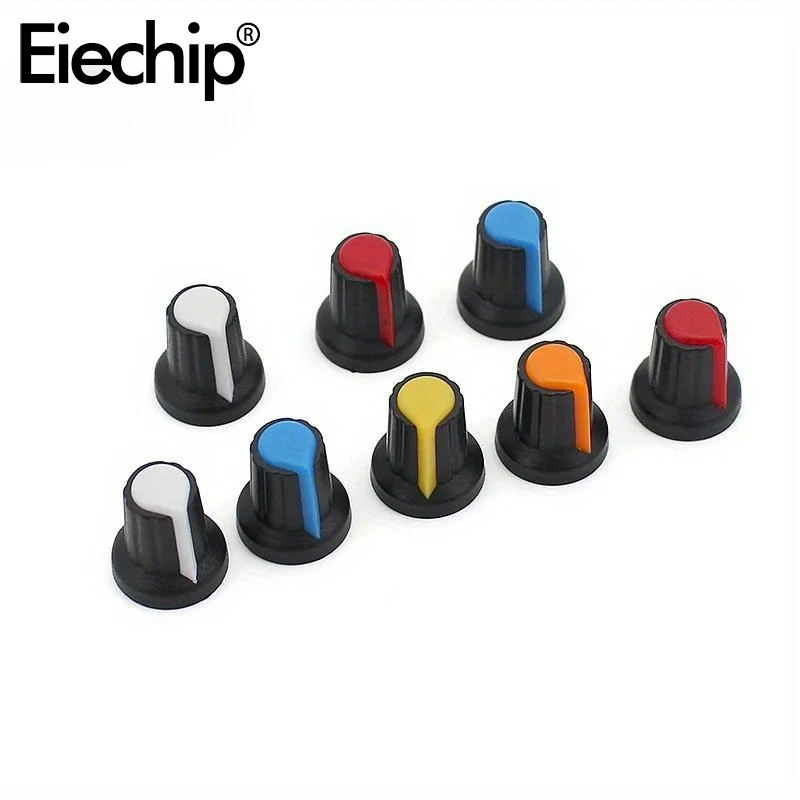 Potentiometer Knobs 30pcs/lot WH148 15X17mm 6mm Plastic Knobs Cap 5 colors Yellow Orange Blue White Red