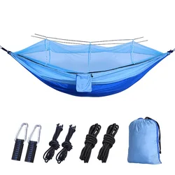2 pessoa acampamento jardim hammock com mosquiteiro móveis ao ar livre cama resistência parachute tecido sono balanço portátil pendurado