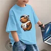 Adorable Kids Fashion Tee Capybara Illustration Perfect Summer Wear Soft Fabric Ideal Gift for Children All-in-one Base Shirt 3