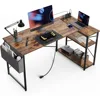 L Shaped Computer Desk with Reversible Shelves, Gaming Desk Study Writing Desk for Home Office Bedroom Small Space 2