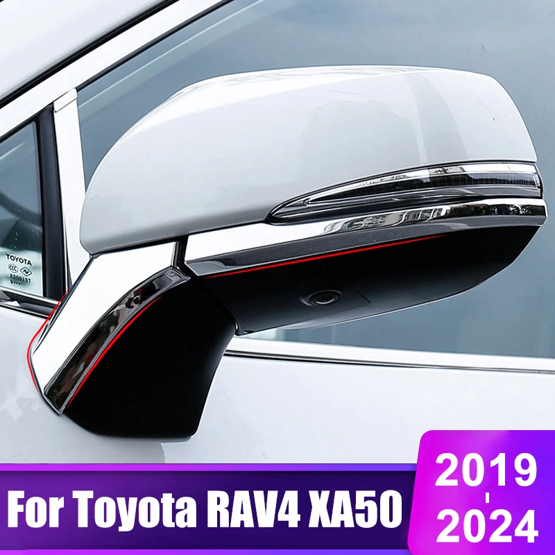 Window Door Cover Trim Car Rearview Mirror Protector For Toyota RAV4 XA50 RAV 4 XA 50 Hybrid Car Rearview Mirror Side Molding Cover Trim Accessories