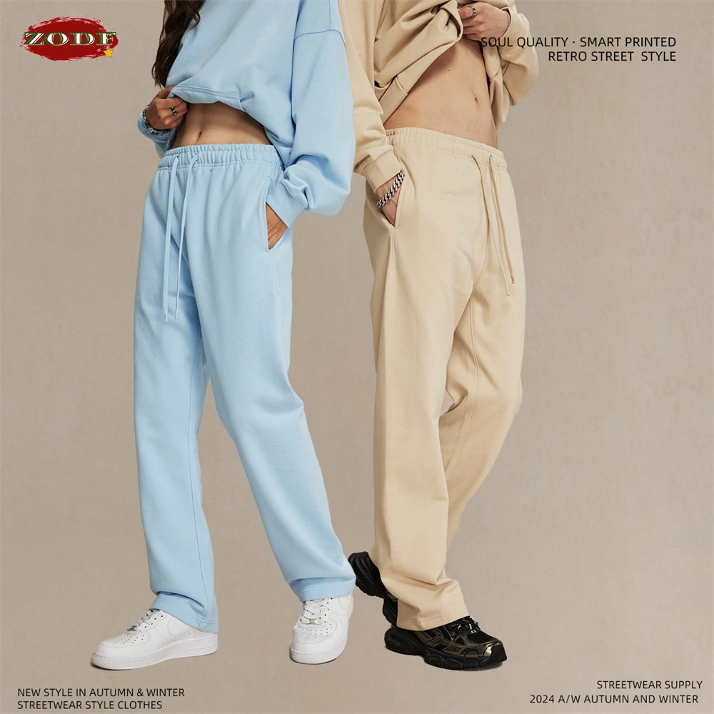 ZODF Fashion 2024 Winter 430gsm Straight Pants For Men Unisex Casual Terry Fabric Trousers Brand Clothes HY0847 4