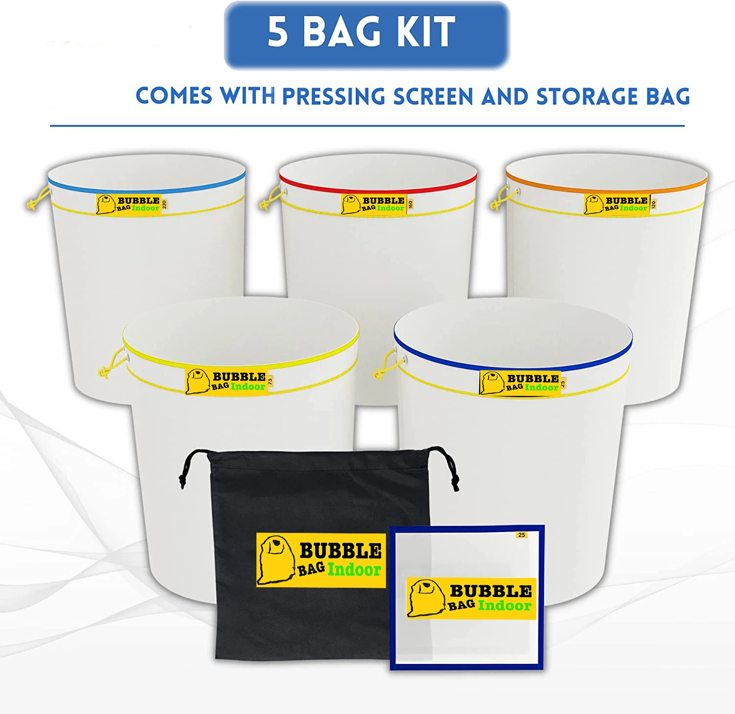 All Mesh Bubble Herbal Grow Bags 1 Gallon 5pcs Kit Herbal Ice Extractor Hash Essence Shampo Flter Herbal Extraction Grow Bag