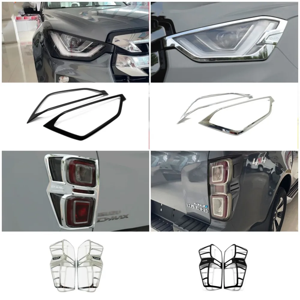 

For Isuzu D-MAX DMAX 2021 2022 2023 Accessories Headlights Eyebrow Eyelids Chrome Cover Trim Rear Tail Lights Lamps Decoration