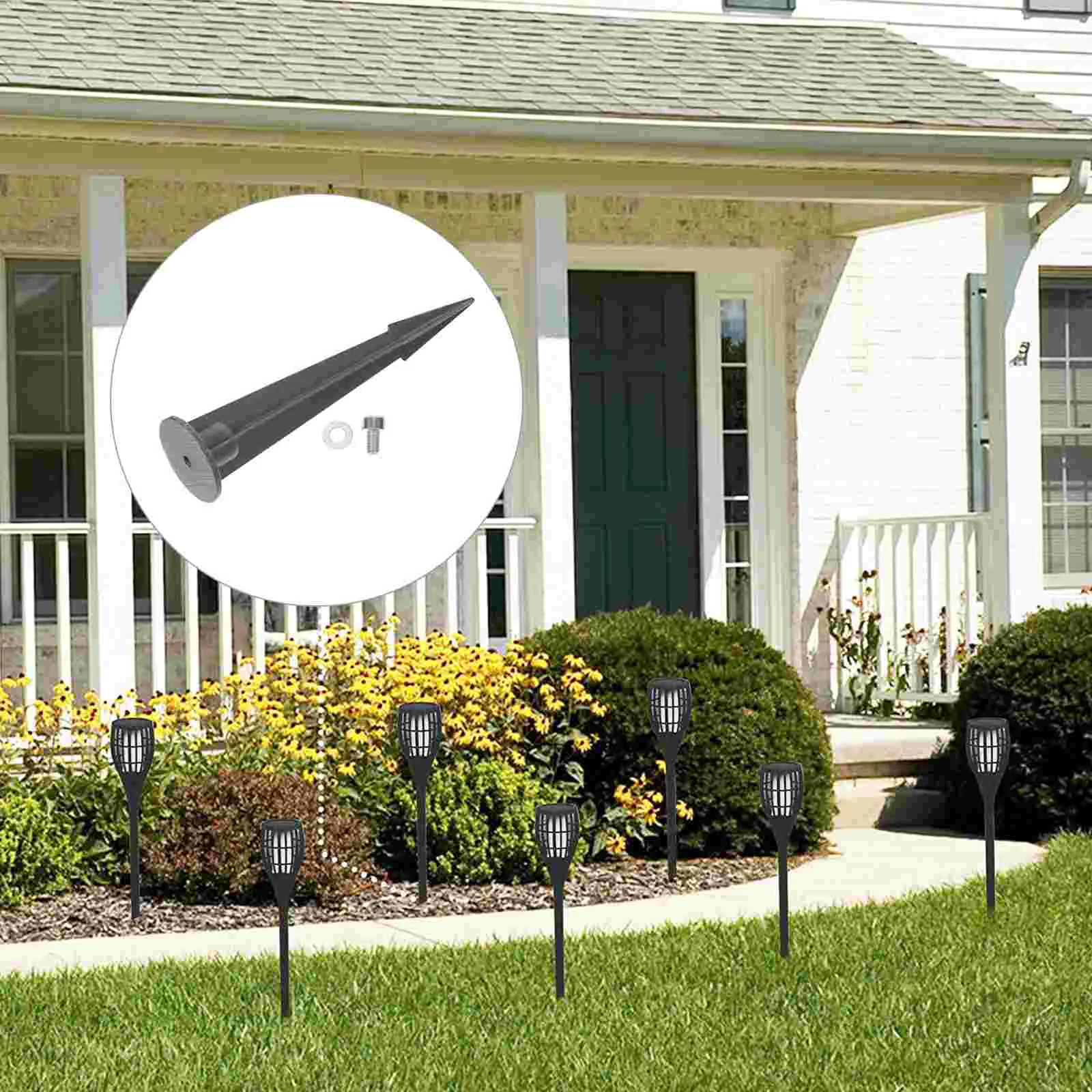 

4 Pcs Replacement Ground Stake Spike Outdoor Stakes Lawn Light Pole Solar Lights Metal for Aluminum