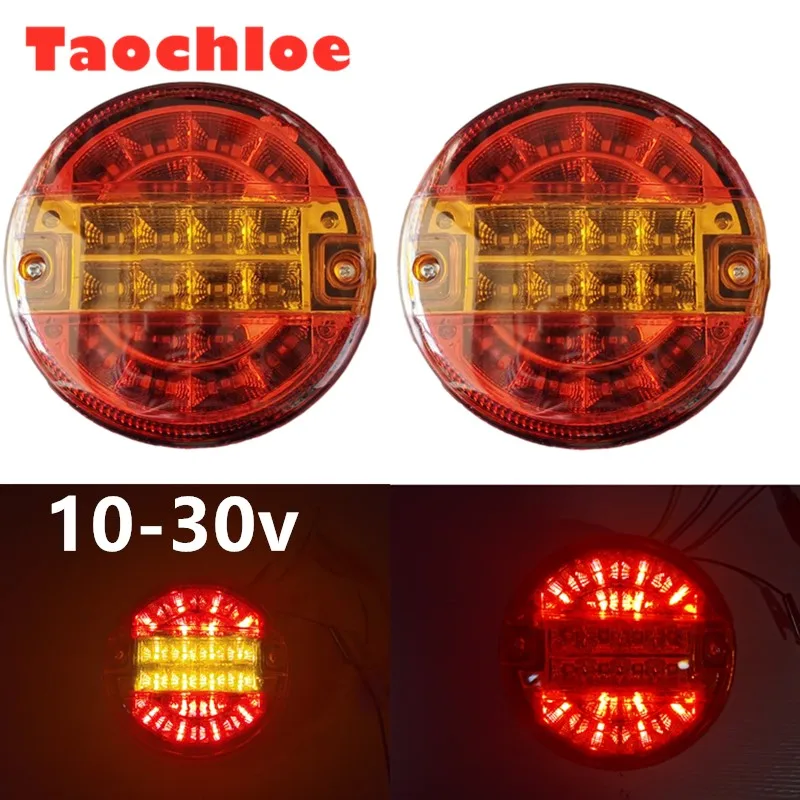 

2x 5.5inch Emark 140mm 20 LED Trailer Truck Stop Tail Lights Amber Turn Signal Round Lamp Caravan Lorry Van Rear Light 12v-24v