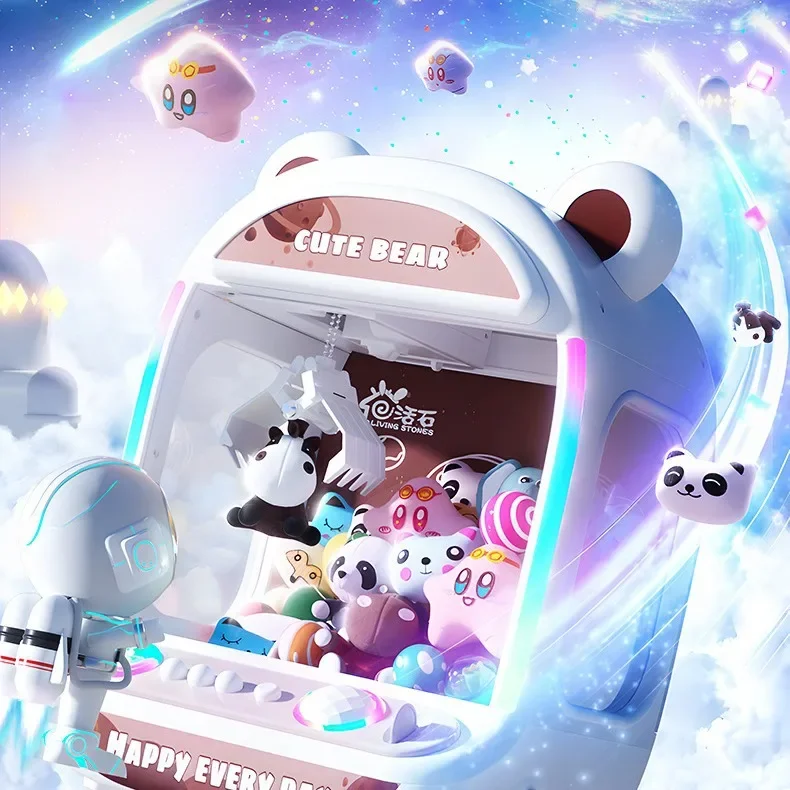Claw Catch Toy Clip Doll Machine Automatic Doll Claw Machine Toy Kids Coin Operated Play Game Mini Claw Catch Toy Crane Machines Music Doll for Christmas Gifts