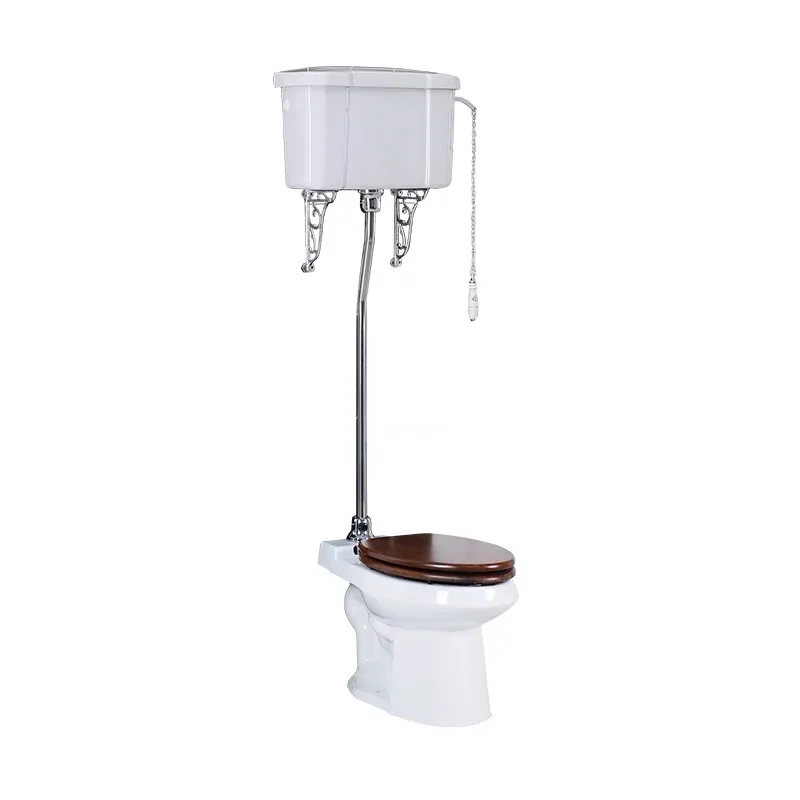 High tank Toilet Victorian Retro Toilet Black Walnut Cover Split Victorian Style