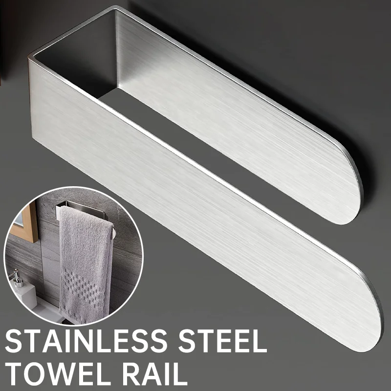 

Hand Towel Ring Bathroom Towels Rack Without Drilling Stainless Steel Bath Towel Wall Shelf Self-Adhesive Kitchen Tissue Holder