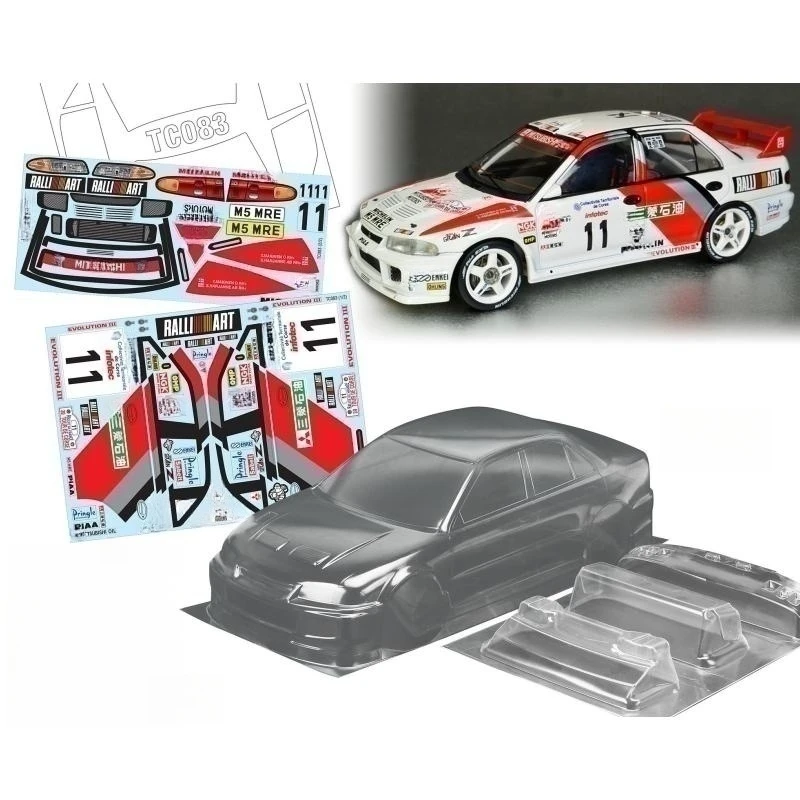 TeamC Bodies 190mm RC Rally Car Body Lancer Evolution III Clear Lexan