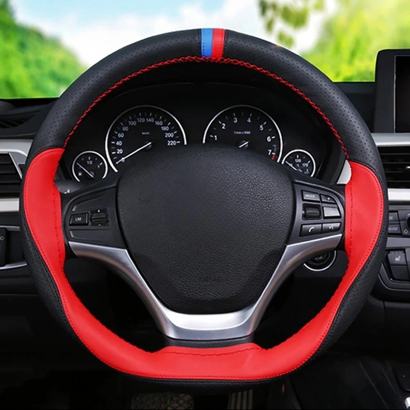 Anti-slip Faser Leder DIY 38cm Auto Lenkrad Abdeckung Mit Nadeln Und Faden Automobil Innen Zubehör universal
