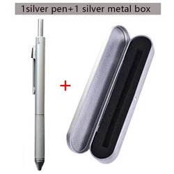 Multicolor Gravity Sensor 4-in-1 Ballpoint Pen and Mechanical Pencil Set (Silver pen with box)