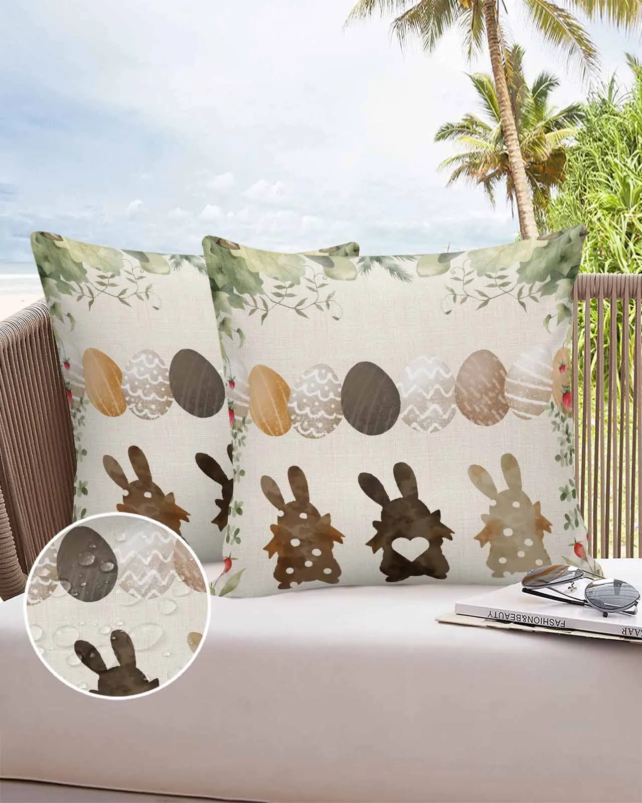 

2/4 Pcs Easter Eggs Bunny Watercolor Flowers Pillowcase Waterproof Bedroom Living Room Sofa Cushion Cover Holiday Pillowcase