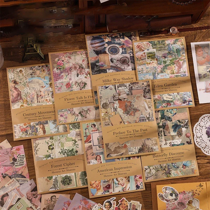 Vintage stickers Material paper Scrapbooking Creative DIY Diary album materials DIY Junk Journal Supplies 100 pcs/pack