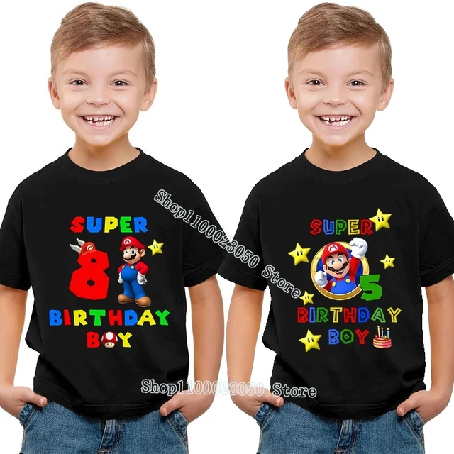 Camiseta de Super Mario Bros para niños, camisetas dibujos animados para niño niña, ropa de verano para camisetas con letras de juego - AliExpress