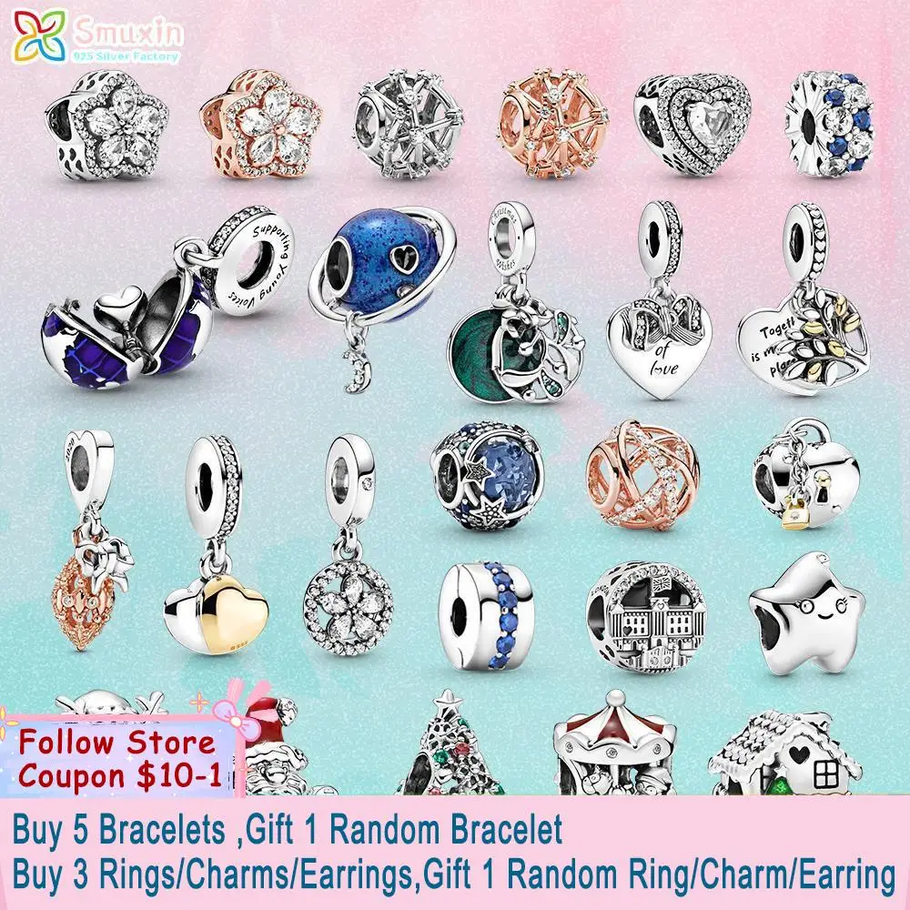 

Smuxin 925 Sterling Silver Bead Silver Openwork Star Constellations Charm fit Original Pandora Bracelets Women Jewelry Girl Gift