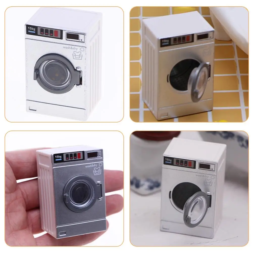 Mini Washing Machine Model Dollhouse Toy Washer Dryer For Pretend Play Housekeeping Toys Role Games Decor Photo Props Miniature