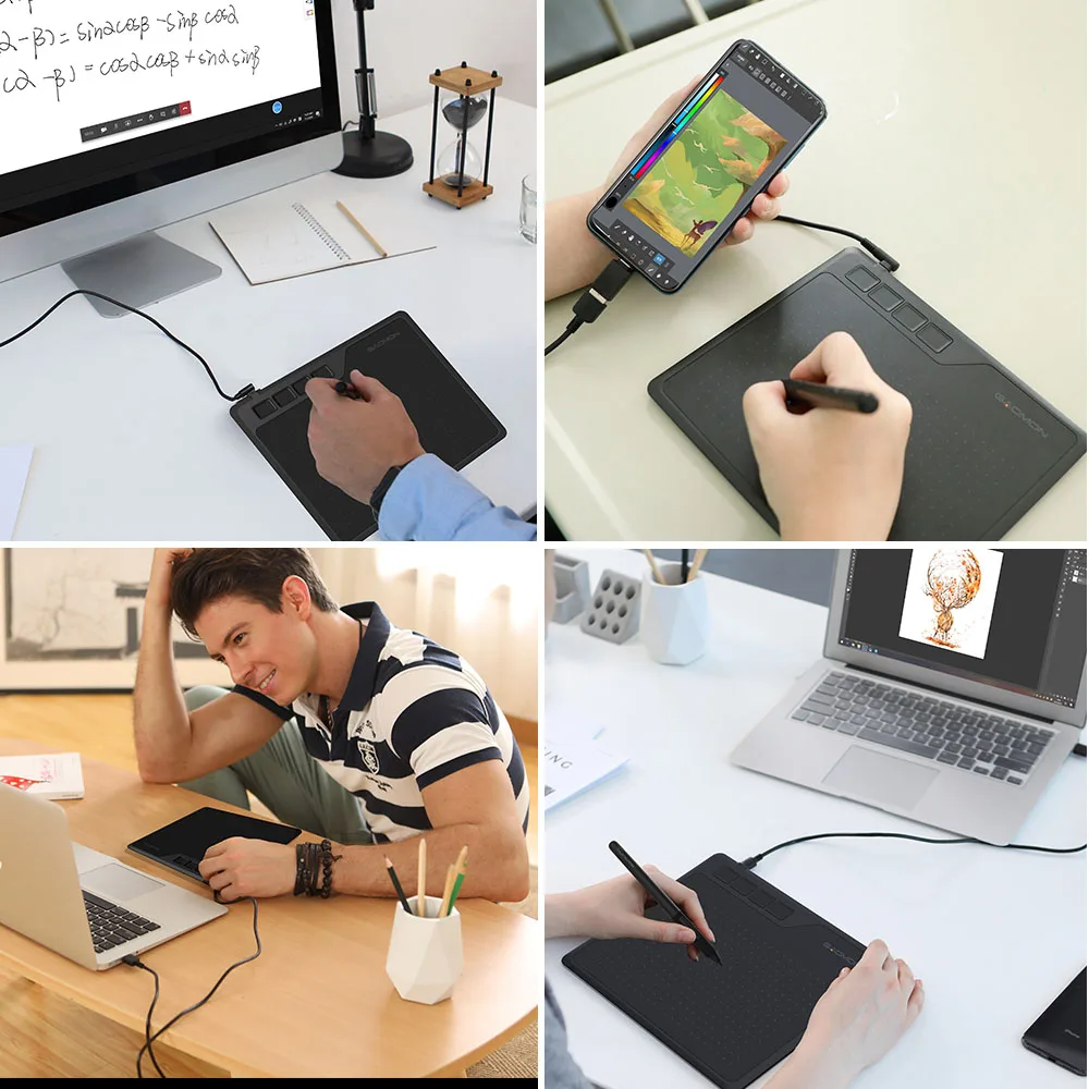 GAOMON S620 6.5x4 Polegada Anime Digital Graphic Tablet Arte Placa de  Escrita para Desenho e Jogo OSU com 8192 Níveis Caneta Tablet Infantil