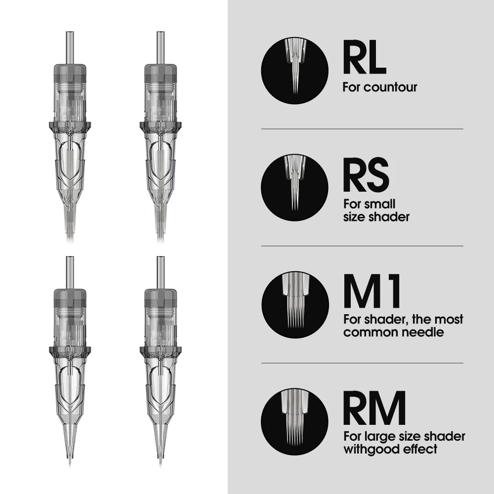 XNET X-RAY Cartridge Tattoo Needles Round Liner RL Disposable Sterilized Safety Tattoo Needle for Cartridge Machines Grips 20pcs