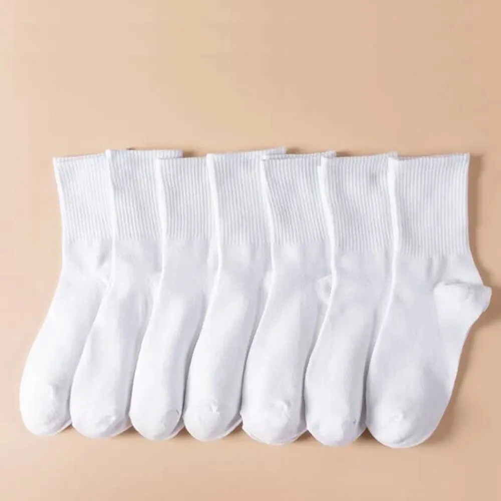Mid Length Socks Women Classic Black White Solid Color Fashionable Casual Sports Absorbing Breathable 7/10/20 Pairs womens socks