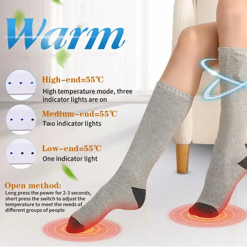 Winter Cycling Ski Heated Socks with 4000mAh Battery Thermal Socks Men's Women's Heating Foot Warmer Electric Warm