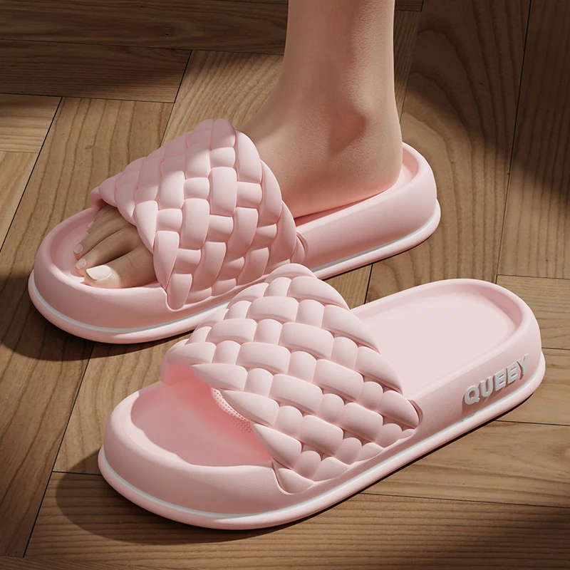 

New In Summer Women Thick Slippers Sole Beach Slides Bathroom Anti-Slip Soft Sandals Fashion Ladies Cloud Shoes for Women