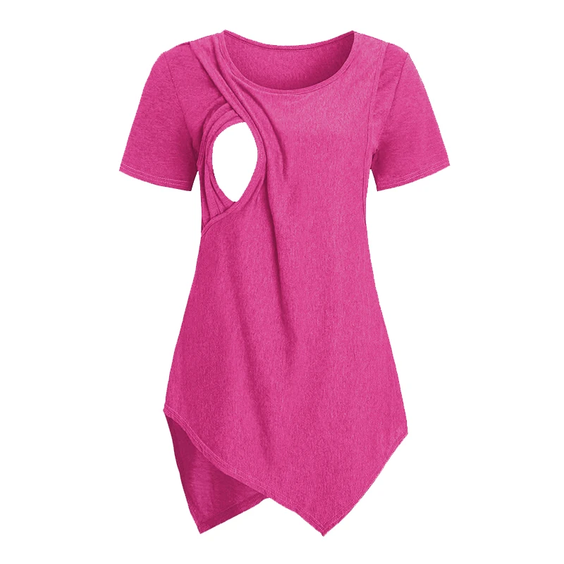 Women Blouse Maternity Casual Soft  Nursing Tops T-shirt Summer Short Sleeve Pregnant Clothes Nursing Breastfeeding 3