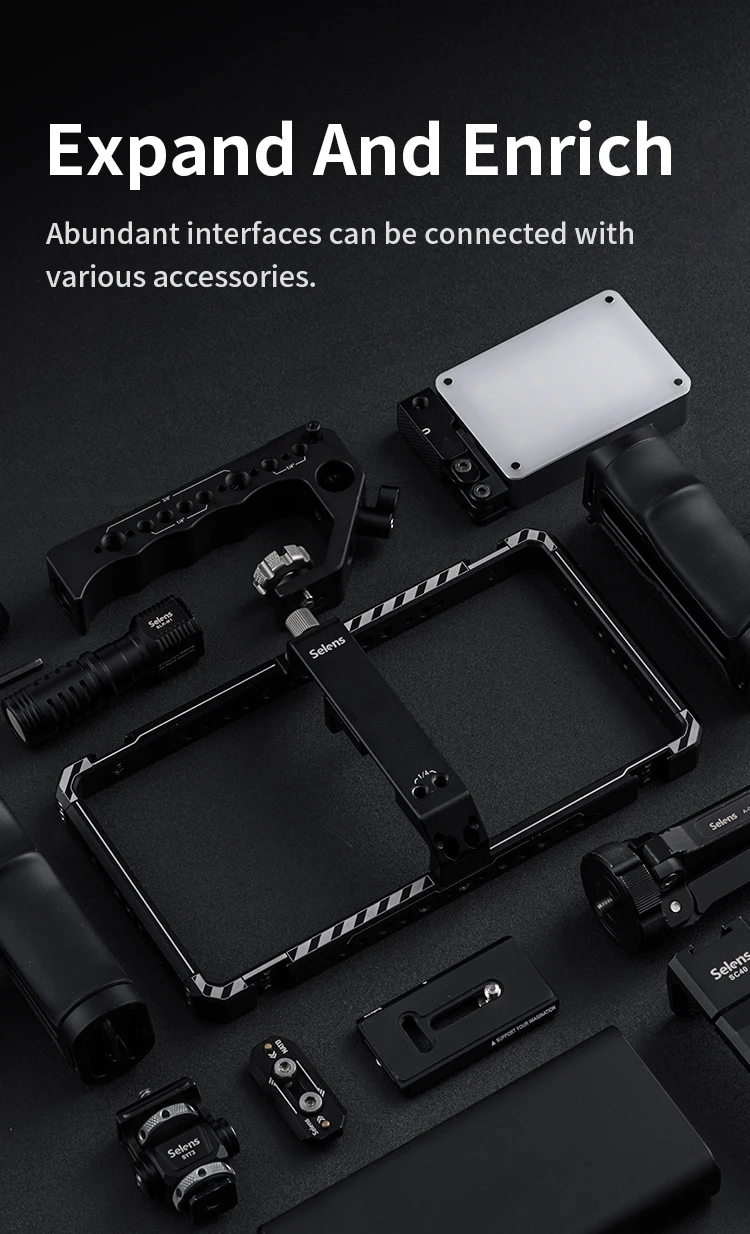 Aluminium Alloy Mobile Phone Cage with Expansion 1/4 & 3/8 Screw Holes Handheld