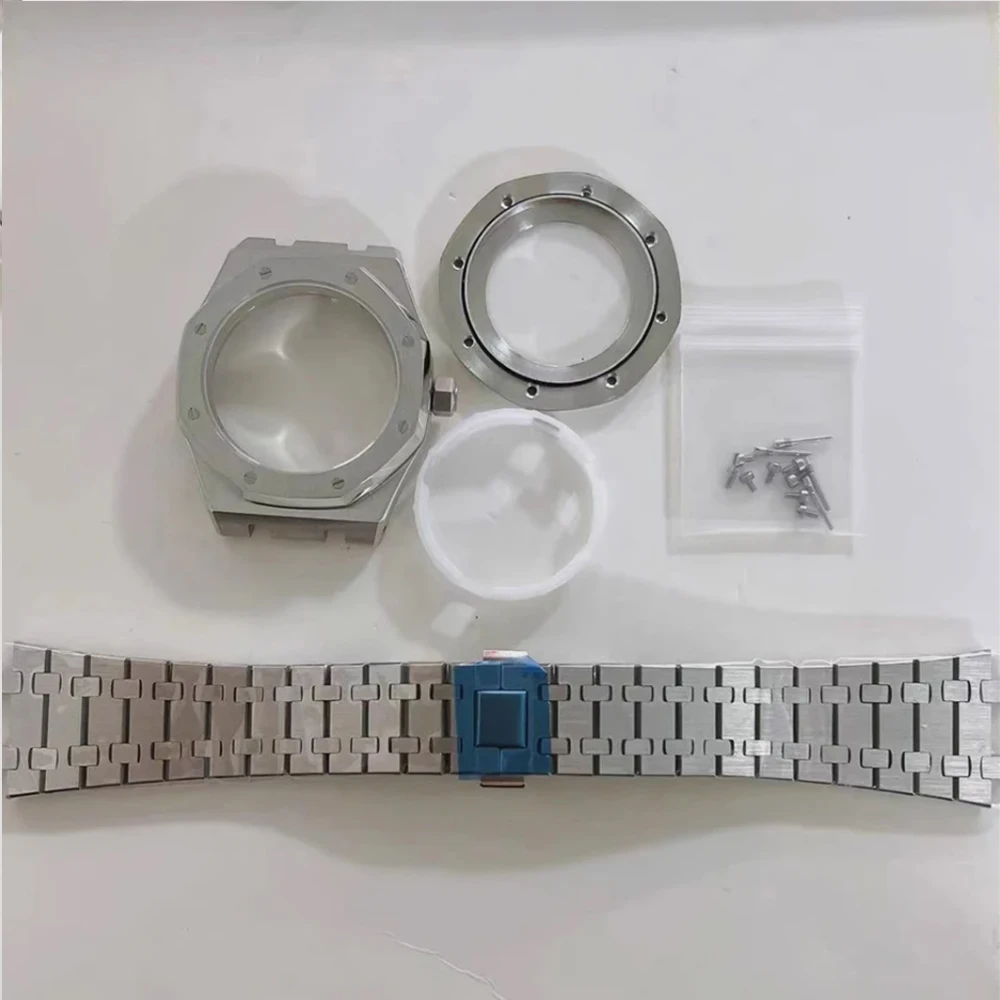 

New Stainless Steel Watch Case Bracelet Set, Sapphire Glass NH35 Case 41mm for NH35 NH36 NH70 4R36 Movement Fits 31.8mm Dial