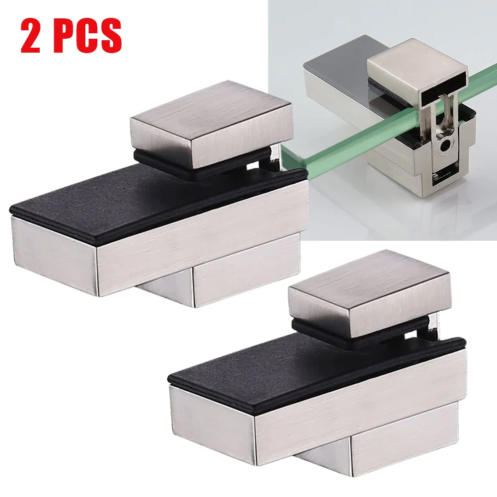 2 Pcs Zinc Alloy Glass Shelf Brackets Brushed Nickel Wall Mount Adjustable Wood Clamp 3-16mm Home Furniture Parts