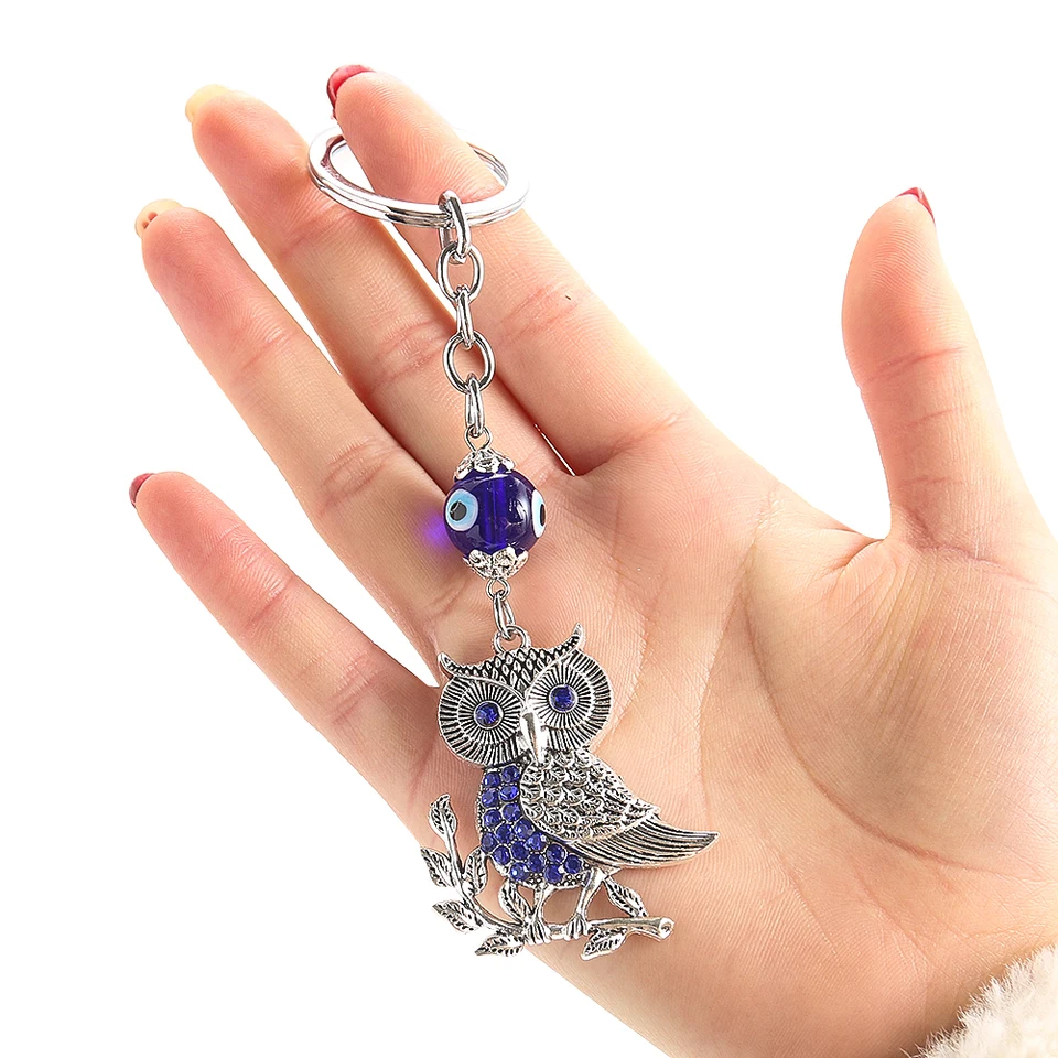Turco blu malocchio strass gufo portachiavi per uomo donna fortunato amuleto auto portachiavi borsa ciondolo gioielli regalo di benedizione  36