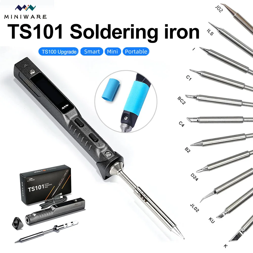 

Original TS101 65W Mini Smart Electric Soldering Iron Adjustable Temperature Digital with B2 BC2 C1 K C4 I D24 J02 JL02 BC3 Tips