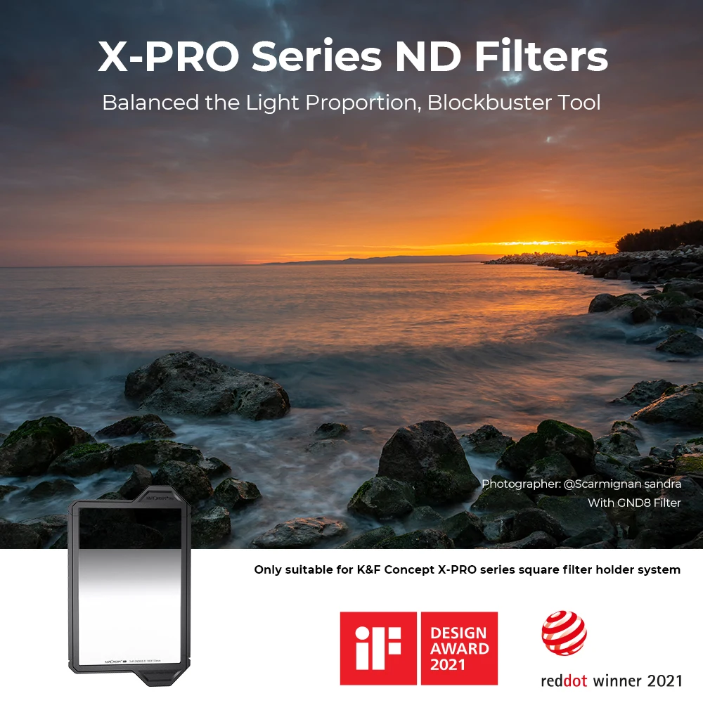 K & F Concept X-PRO 스퀘어 소프트 GND8 (3 스톱) 필터 28 레이어 코팅 소프트 렌즈 용 중립 밀도 필터